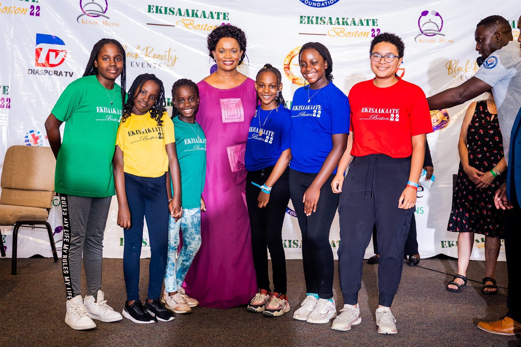 Her Royal Highness the Nnaabagereka among campers wearing their team colours