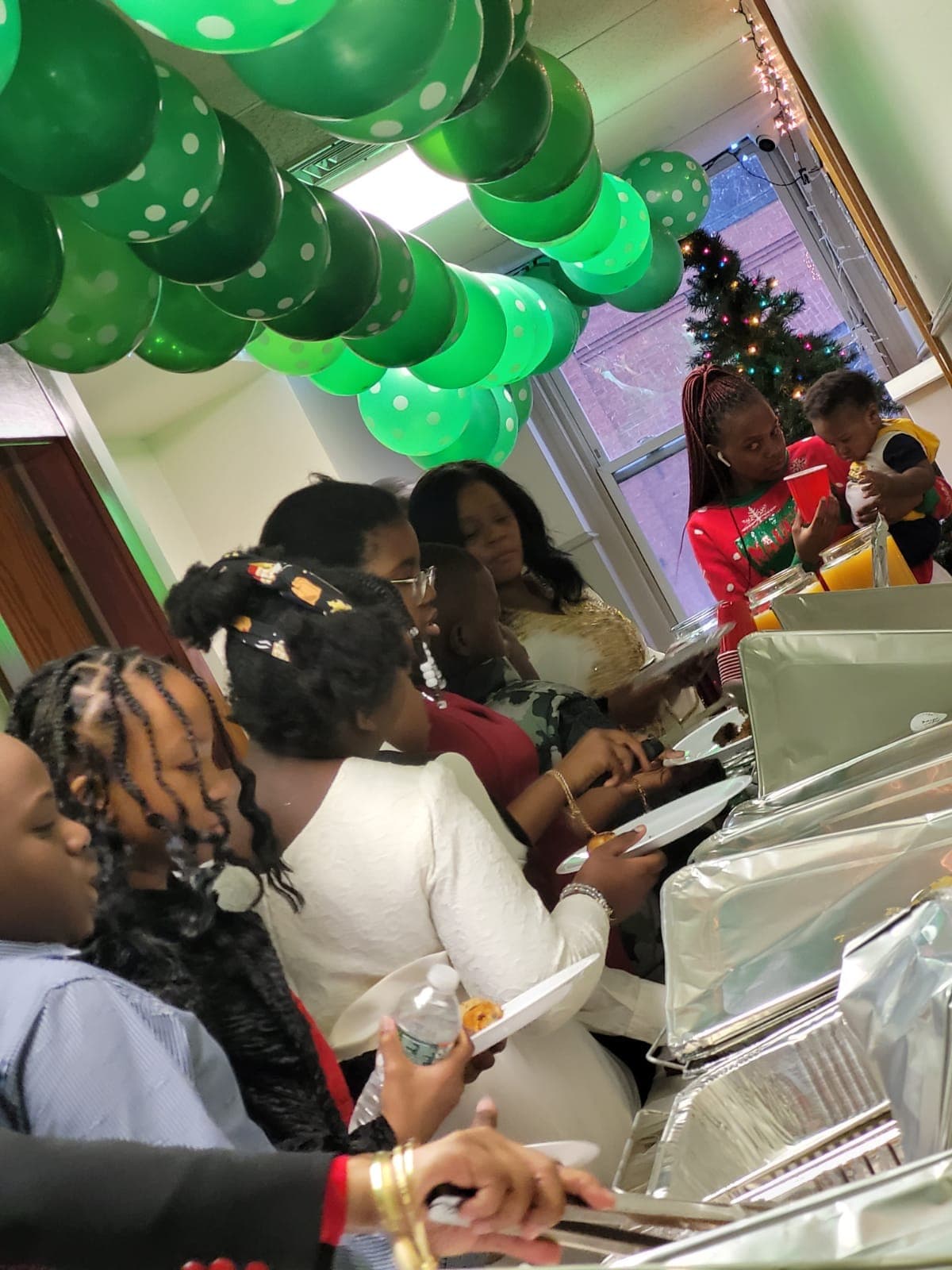 Families gathered for community fellowship
